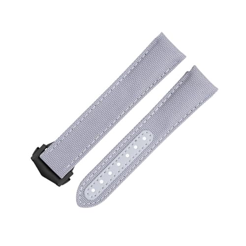 BDNJN 20 mm neues graues Nylon-Gewebe-Armband, passend für Omega, Armband für AT150 Seamaster 300 Planet Ocean De Ville Speedmaster, gebogenes End-Uhrenarmband(Gray 2) von BDNJN