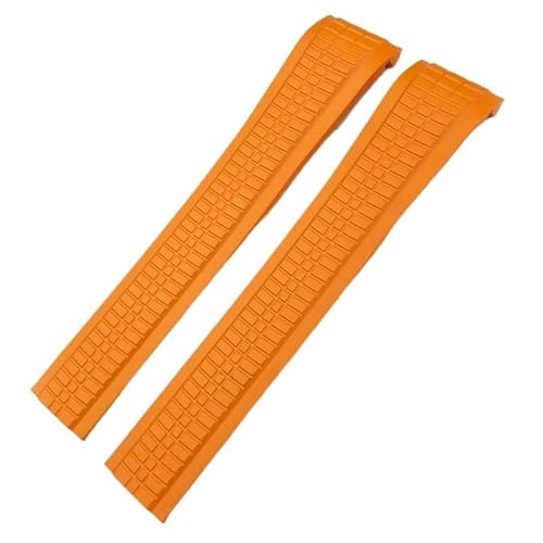 BDNJN 21 mm höhere Version Fluorkautschuk-Uhrenarmband für Patek 5164A 5167A AQUANAUT Philippe PP Orange Braun Weiches Silikon-Uhrenarmband(Orange,Silver buckle) von BDNJN