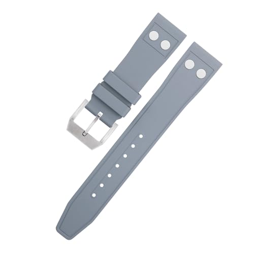 BDNJN 22MM 21MM Natur Fluorkautschuk FKM Gummi mit Nietenarmband für IWC Big Pilot Mark Portugieser Weiches Armband(Gray6,22MM) von BDNJN