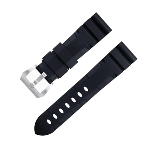BDNJN 22mm 24mm Fluorkautschuk Weiches FKM Gummi Uhrenarmband für Panerai Armband für PAM1392/0682 Serie Armband Gürtel Zubehör 42/44mm Zifferblatt(Black 2,24MM) von BDNJN