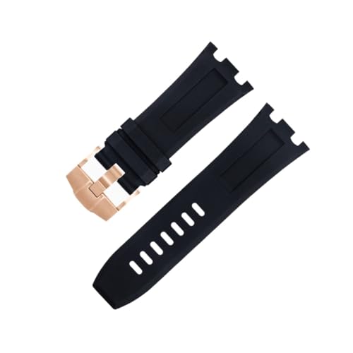 BDNJN 28 mm Natur-Fluor-Armband aus weichem FKM-Gummi, Zubehör für Audemars und Piguet Gürtel 15710/15703 Uhrenarmband(Black 4) von BDNJN
