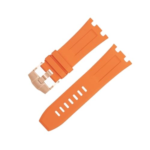 BDNJN 28 mm Natur-Fluor-Armband aus weichem FKM-Gummi, Zubehör für Audemars und Piguet Gürtel 15710/15703 Uhrenarmband(Orange 4) von BDNJN