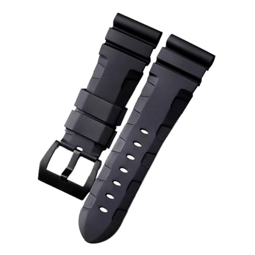 BDNJN Ersetzen Sie das Silikon-Armband, für Panerai Uhrenarmband, 24 mm, 26 mm, Gummi-Armband, Sport, wasserdicht, Handgelenkgürtel(Black-black,26mm) von BDNJN