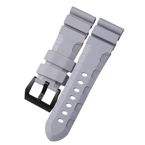 BDNJN Ersetzen Sie das Silikon-Armband, für Panerai Uhrenarmband, 24 mm, 26 mm, Gummi-Armband, Sport, wasserdicht, Handgelenkgürtel(Grey-black,24mm) von BDNJN