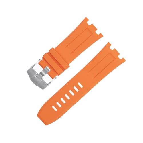 BDNJN Für Audemars und Piguet Gürtel 15710/15703 Not Qucik Release 28 mm Natur Fluor weiches FKM-Gummiarmband Zubehör Uhrenarmband(Orange 5) von BDNJN