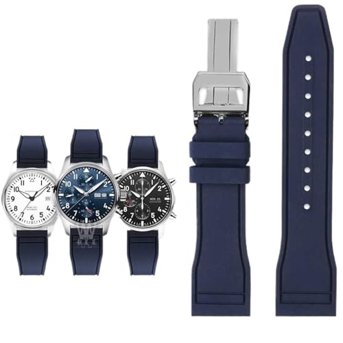 BDNJN Für IWC Fluorkautschuk Uhrenarmband Schnellverschluss Pilot AMG Petronas F1 Team Wasserdichtes Sportarmband Armband 20mm 21mm 22mm(Dark blue-silver B,21mm) von BDNJN