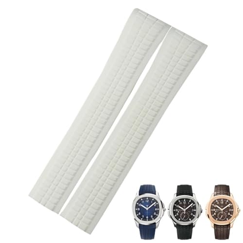 BDNJN Kautschukband, Metallstift, 21 mm, Uhrenarmband, passend für PATEK 5167A 5167R AQUANAUT Philippe PP, braune wasserdichte Armbänder(White strap) von BDNJN