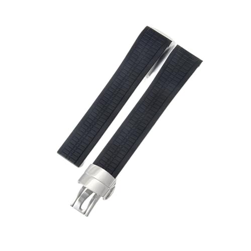 BDNJN Silikon-Uhrenarmband für Patek Philippe Silikon-Uhrenarmband Herren Grenade 5164 5167 Original schwarzes Sport-Gummi-Uhrenarmband 21 mm(Black-Steel-Z18) von BDNJN