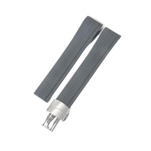 BDNJN Silikon-Uhrenarmband für Patek Philippe Silikon-Uhrenarmband Herren Grenade 5164 5167 Original schwarzes Sport-Gummi-Uhrenarmband 21 mm(Gray-Steel-Z18) von BDNJN