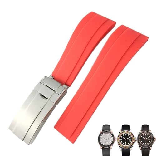 BDPRZGHGL 20mm 21mm Gummi -W -Band für Yacht Master -Gurt Edelstahlverschluss von BDPRZGHGL