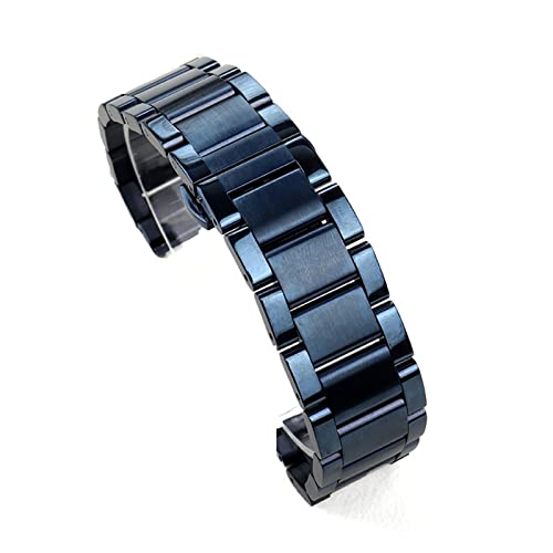 BDPRZGHGL Edelstahl Lebband Dunkelblau Farbe gebogener Ende Metallgelenksband 18mm 19mm 20 mm 21 mm 22 mm 23 mm 24 mm W Riemen von BDPRZGHGL