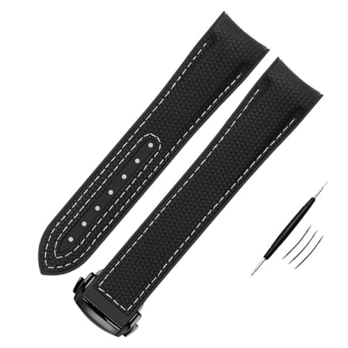 BDPRZGHGL Hochdichte Nylon Silikon Lebband für W -Band 20mm 21 mm 22 mm Gummi -Gurt -Klaspenverschluss gebogene Endgelenksgürtel von BDPRZGHGL