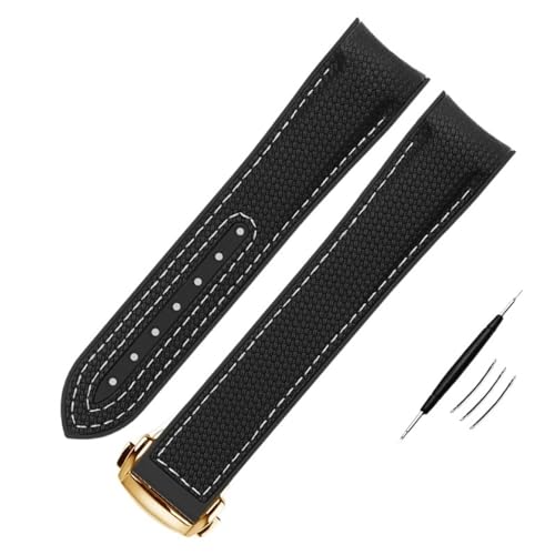 BDPRZGHGL Hochdichte Nylon Silikon Lebband für W -Band 20mm 21 mm 22 mm Gummi -Gurt -Klaspenverschluss gebogene Endgelenksgürtel von BDPRZGHGL