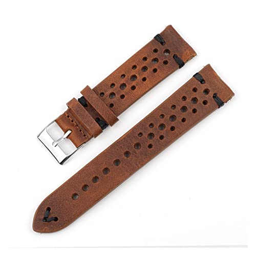 BDPRZGHGL Leder handgefertigt porous W Riemen atmungsaktives Öl Wachs W Band 18mm 20 mm 22 mm 24 mm Männer Handgelenk W Gurt von BDPRZGHGL