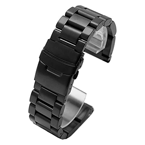 BDPRZGHGL Metall Uhrengurt Edelstahlgurt 18 mm 20 mm 22 mm 23 mm 24 mm 26 mm Doppelschlossschnalle Ersatzschwarz Silber Silber von BDPRZGHGL