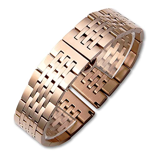 BDPRZGHGL Uhrengurt Uhrengurt Massiv aus Edelstahl sieben Perlen Schmetterlingsschnalle 12mm14mm16mm18mm19mm20mm22mm24mm Gurtband von BDPRZGHGL