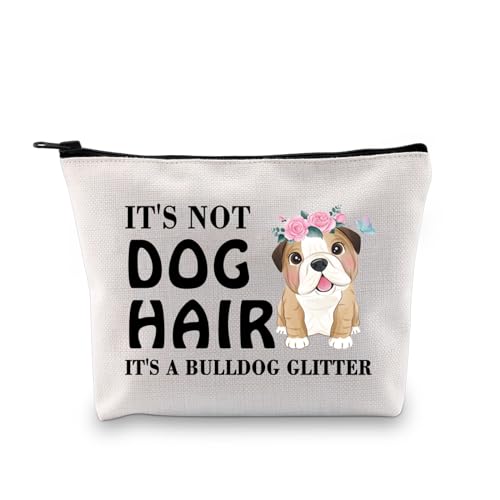 BDPWSS Bulldoggen-Geschenk für Damen, französische Bulldogge, Geschenk, "It's Not Dog Hair", glitzernd, englische Bulldogge, Make-up-Tasche, Hundehaar-Bulldogge Tasche, modisch von BDPWSS