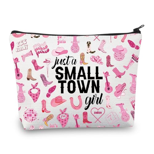 BDPWSS Cowgirls Make-up-Tasche Just A Small Town Girl Howdy Western Geschenk Wilder Westen Geschenk Cowgirls Reitgeschenk Reitgeschenk, Kleinstadt, Wasserfest von BDPWSS