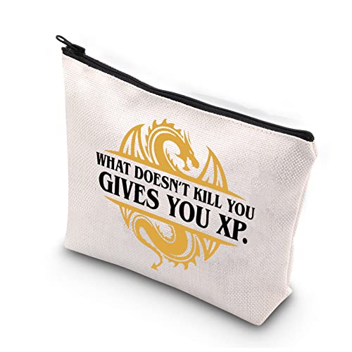 BDPWSS DND Make-up-Tasche RPG Gamer Geschenk Dungeon Master Geschenk DND Fans Kosmetiktasche What Doesn't Kill You Give You XP D20 Würfelspielgeschenk, Gibt Ihnen XP von BDPWSS
