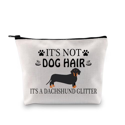 BDPWSS Dackel-Geschenke für Frauen, Dackel-Liebhaber, Make-up-Tasche mit Aufschrift "It's Not Dog Hair" It's a Dackel, Glitzer-Dackel, Muttergeschenk, Dackeltasche für Hundehaare, modisch von BDPWSS