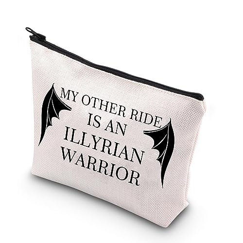 BDPWSS Fledermaus Jungen Geschenk ACOTAR Make-up Tasche Night Court Velaris Geschenk ACOTAR Fans Geschenk My Other Ride is An Illyrian Warrior Gift, Illyrischer Krieger, Wasserdicht von BDPWSS