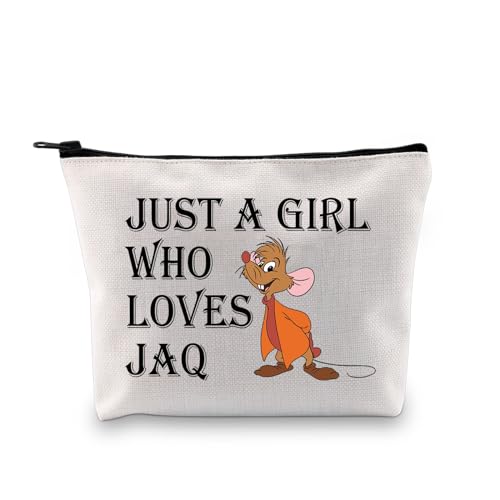 BDPWSS Jaq Jaq Maus Geschenk Jaq und Gus Cartoon-Figuren Geschenk Fans Geschenk Just a Girl Who Loves Jaq Lustige Rattenliebhaber Make-up-Tasche, Wer liebt die Jaqq-Tasche, modisch von BDPWSS