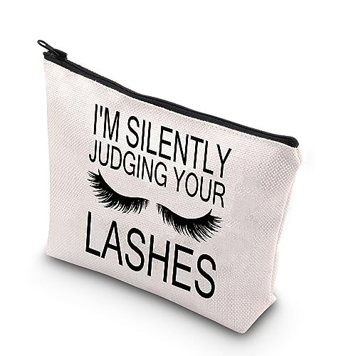 BDPWSS Kosmetikerin Make-up-Tasche für Frauen Wimpern Künstler Geschenk Wimpern Mädchen Geschenk I'm Silently Judging Your Lashes Lustige Kosmetikerin Geschenk, Schweigend urteilen, Wasserdicht von BDPWSS