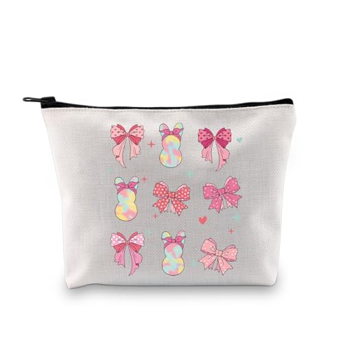 BDPWSS Kosmetiktasche mit Schleife, Hase, Geschenk, rosa Schleife, ästhetisches Geschenk, Mädchen, Kokette, Schleife, Geschenk, Hasenliebhaber, Make-up-Tasche, Hasentasche mit rosa Schleife, modisch von BDPWSS