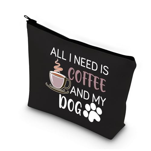 BDPWSS Make-up-Tasche mit Aufschrift "All I Need Is Coffee And My Dog", lustige Kosmetiktasche für Frauen, Freunde, Kaffee, Hundeliebhaber, Geburtstagsgeschenk, Coffee Dog Need BL, modisch von BDPWSS