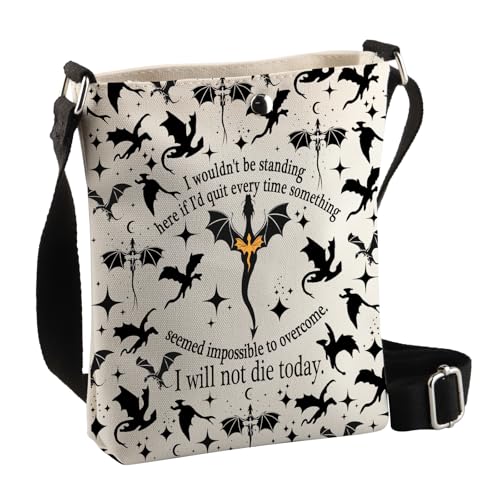 BDPWSS Dragon Lover Crossbody Bag I Will Not Die Today Dragon Rider Handtasche Fantasy Reader Geschenk, Not Die Cbag, 7.5 x 1.8 x 8 inches von BDPWSS