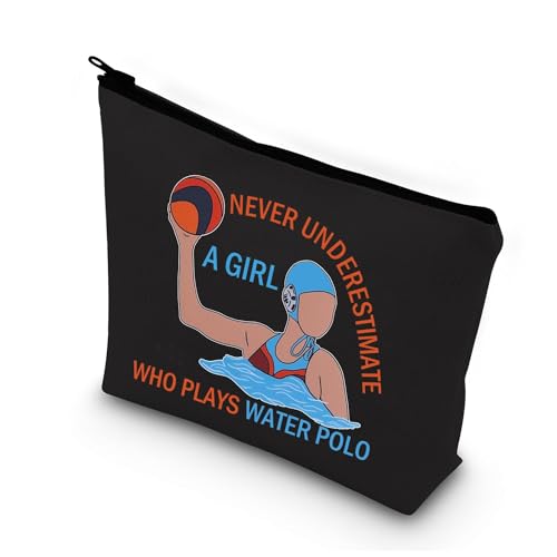 BDPWSS Wasserpolo-Make-up-Tasche, Wasserballspieler-Geschenk, unterschätzen Sie nie ein Mädchen, das Wasserball spielt, Kulturbeutel, Wasserball Mädchen BL, Wasserdicht von BDPWSS