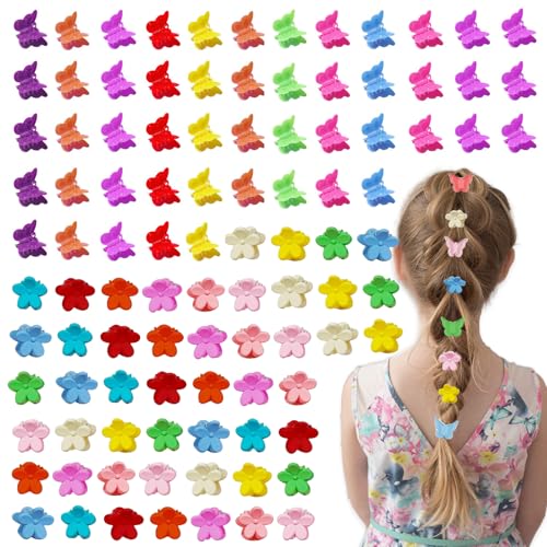 BDSHUNBF 100 Pcs Haarklammer klein - Blumen Haarschmuck für Damen, Mini Haarspangen in verschiedenen Designs - Haarklammer für vielfältige Frisuren - Kinder Haarschmuck inklusive von BDSHUNBF