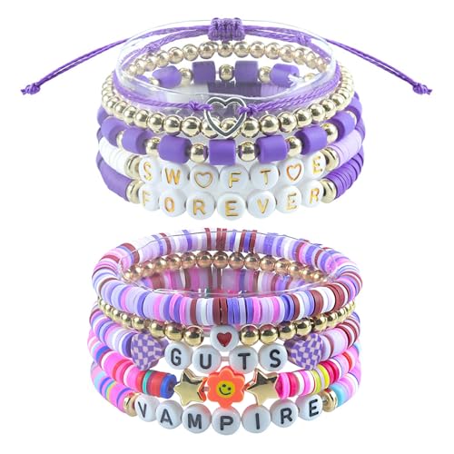 BDSHUNBF 2 Stück Album Inspiriertes Armband, Freundschaftsarmband, Bunte Freundschafts Armbänder Armband, Böhmen Stretch Armbänder, für Frauen Mädchen von BDSHUNBF