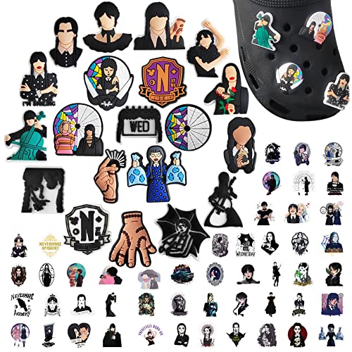 BDSHUNBF 20 Stück Schuhanstecker, Schuhschmuck Schuh Wednesday Addams Charms, Frauen Kinder und Männer, Geschenk, Party von BDSHUNBF