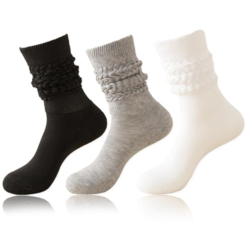 BDSHUNBF 3 Paar Kniestrümpfe Damen - Stricksocken Damen für Winter Lange Socken Damen Stulpensocken Damen lang Gestrickte Socken Damen Kniestrümpfe Winter Herbst Slouch Socks Overknee Socken Damen von BDSHUNBF