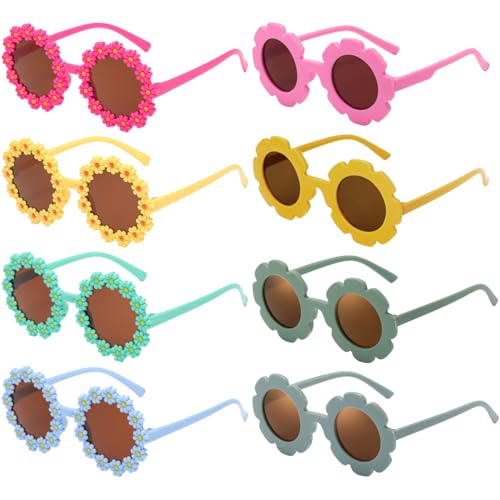 BDSHUNBF 8 Stück Kinder Sonnenbrille Kinder Kindersonnenbrille, Sonnenbrille für Kinder Sonnenbrillen, Polarisierte Sonnenbrille UV400 Schutz, Blumen Geformt Brille fur Jungen Mädchen Strandparty von BDSHUNBF