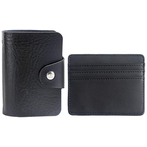 BDSHUNBF Kreditkartenetui mit RFID Schutz,Schwarz Kreditkartenetui Damen Herren Kartenetui Visitenkartenetui für 24 Karten,Schlank Kreditkartenetui Scheckkartenetui Schutzhülle für Kreditkarten von BDSHUNBF