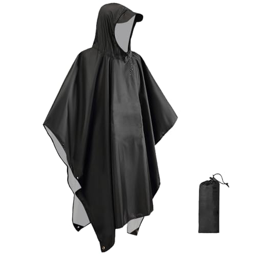 BDSHUNBF Wasserdicht Regenponcho Damen Herren, Leichter Wasserdichter Regenjacken Wiederverwendbar Ripstop Atmungsaktiver Mehrzweck Regenmantel mit Kapuze, Regenponcho Fahrrad Atmungsaktiv Regencape von BDSHUNBF