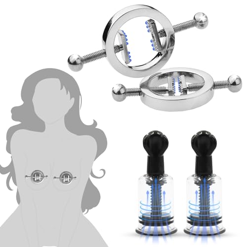 2er Nagelbrett Nippelklemmen Brustwarzen Einstellbare & 2er Nippelsauger Brustwarzen,Nippel Sauger Sexspielzeug,Fetisch Nippelklemmen,BDSMs Spielzeug Hart,Nipple Clamps Frauen,Erotik BDSMs Toys (A) von BDSMJOY