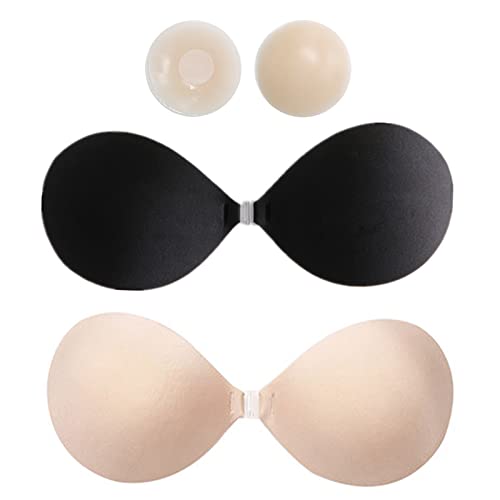 1 Paar Unsichtbarer Push Up Klebe BH,Rückenfrei BH mit Nippel Cover,Wiederverwendbare Haut Freundlich Trägerlosen BH für Rückenfreies Kleid, Ballkleider, Brautkleider (Cup A = 70A/70B/75A/80A) von BDSMYOU