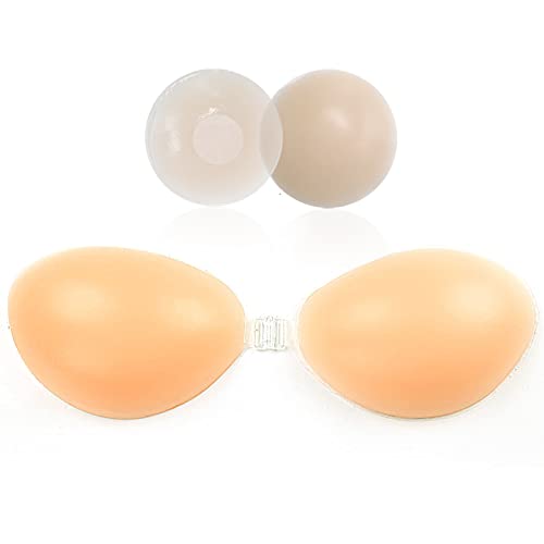 BDSMYOU Unsichtbarer Push Up Klebe BH,Rückenfrei Silikon BH mit Nippel Cover,Wiederverwendbare Haut Freundlich Trägerlosen BH für Rückenfreies Kleid, Ballkleider, Brautkleider (B) von BDSMYOU