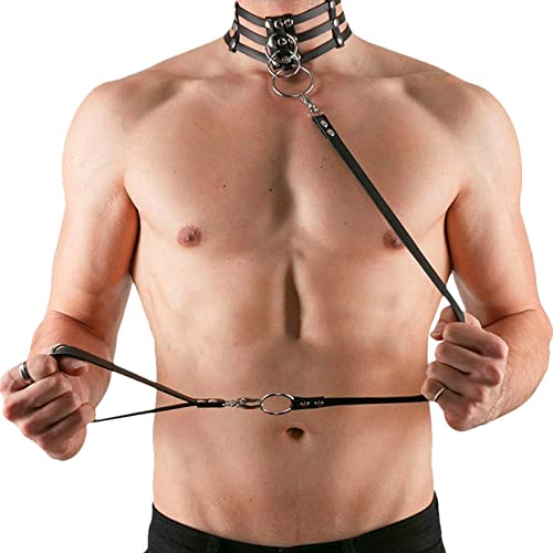 SM Choker Halsband Punk Harness Männer Leder Halsbänder,BDSM Fesseln Sex Set Bondageset Fessel Set Gothic Halskette mit Leine Ketten,Sklaven Bondage Collar Fetisch Sexspielzeug für Paare Extrem Sex von BDSMYOU