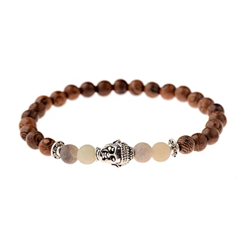 1 Pc Ethnische Buddha Legierung Armband Für Frauen Buddhistische Holz Perlen Elastische Männer Schmuck Armreifen Gebet Chakra Pulseras-049-A2 von BDSTT