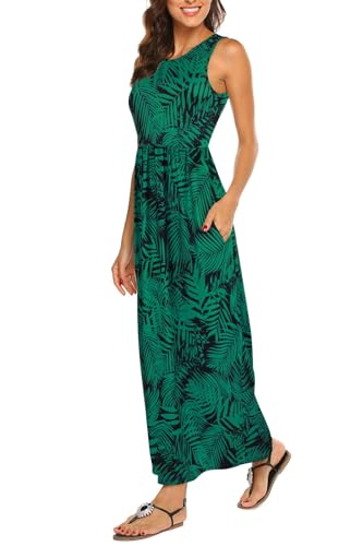 BDTECAOR Damen Ärmelloses Maxikleider Sommer Freizeitkleid Strandkleid Lange mit Taschen F12 S von BDTECAOR