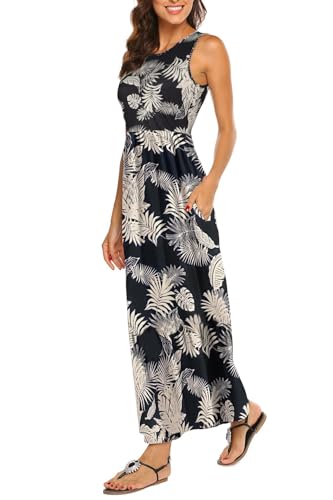 BDTECAOR Damen Lockere Hohe Taille Maxi Kleider mit Taschen Sommer Lockere Boho Kleid von BDTECAOR