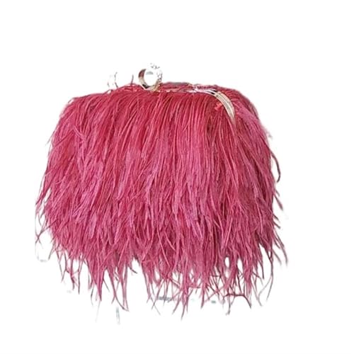 BDXMKS Frauen Straußenfeder Geldbörse Feder Abendtaschen for Frauen Kette Schulter Umhängetasche Quaste Party Clutch Geldbörse Hochzeit Handtaschen(Red1) von BDXMKS