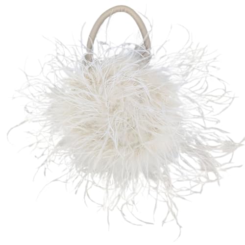 BDXMKS Frauen Straußenfeder Geldbörse Mini Tasche Mode Pelzigen Romantische Party Anliegen Abendessen Hochzeit Braut Flauschigen Feder Frauen Handtasche(Beige) von BDXMKS