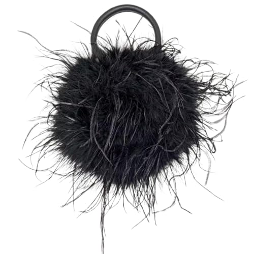 BDXMKS Frauen Straußenfeder Geldbörse Mini Tasche Mode Pelzigen Romantische Party Anliegen Abendessen Hochzeit Braut Flauschigen Feder Frauen Handtasche(Black) von BDXMKS