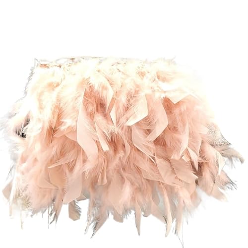 BDXMKS Frauen Straußenfeder Geldbörse Mondfeder Handtasche Damen Abend Clutch Weiße Perlenkette Umhängetasche Luxus Damen Taschen Design Party Geldbörse(Champagne) von BDXMKS