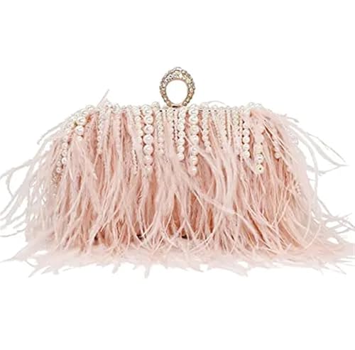 BDXMKS Frauen Straußenfeder Geldbörse Strass Frauen Feder Abend Taschen Kristall Tag Kupplung Mit Kette Schulter Handtaschen Diamanten Geldbörse for Party(Champange) von BDXMKS
